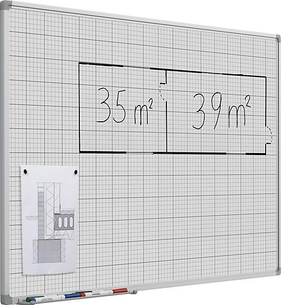 Produktbild eurokraft basic Rastertafel, weiss lackiert, BxH 900x600 mm, Raster 10x10 / 50x50 mm (900 x 600 mm)