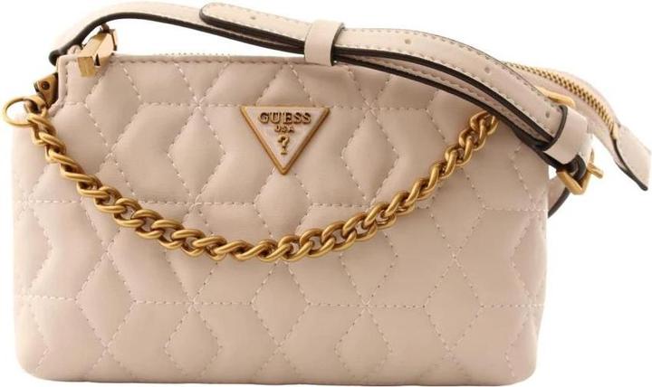 Actual product image Guess Elenia, Mini, Textile Crossbody Bag, Stone, QB867772, For Women