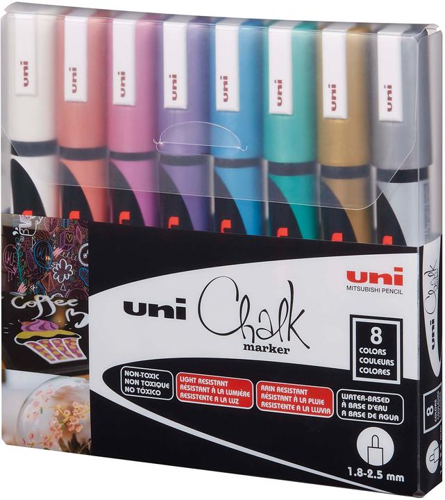 Uni-ball Kreidemarker Uni Chalk (Mehrfarbig, 2.50 mm, 8 x)