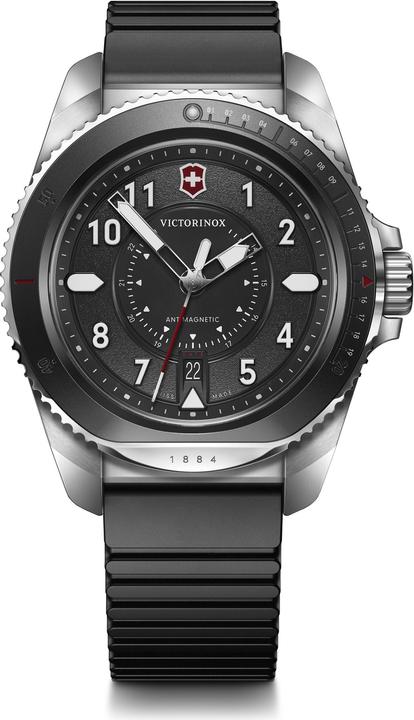 Victorinox Journey 1884, Taucheruhr, Herrenuhr, 43 cm, Ziffernblatt schwarz, Leder Armband braun (Taucheruhr, 43 mm)