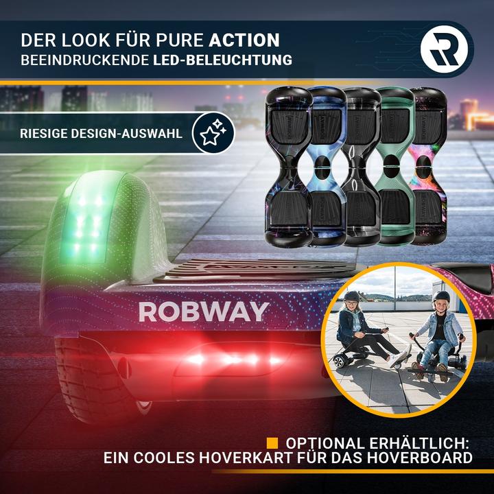 Produktbild Robway Hoverboard W1 E-Balance Board Scooter Elektro Roller Smart Self Balance (Dark Matter)
