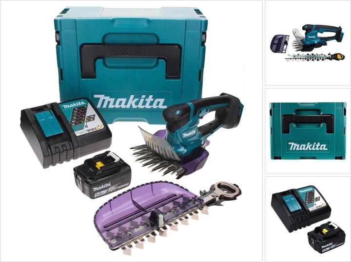 Actual product image Makita DUM 604 RT1XJ Battery Grass Shears 18 V with Grass and Shrub Shear Blade + 1x Battery 5.0 Ah + (Cordless hedgecutters)