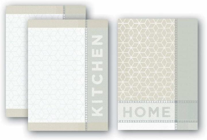 Dyckhoff 3 Geschirrtücher Jacquard Kitchen taupe 50,0 x 70,0 cm (50 x 70 cm)