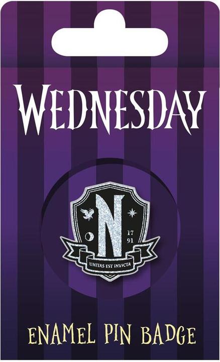 Actual product image Wednesday Enamel Nevermore Academy Crest Badge