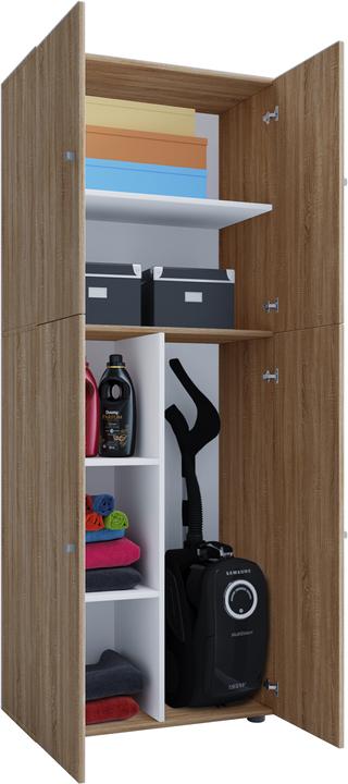 Actual product image VCM Wooden Broom Cleaning Cupboard Lona with Hinged Doors (70 x 37 cm)