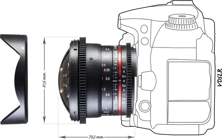 Produktbild Walimex 12/3,1 Fisheye Video DSLR Nikon F (Nikon F, APS-C / DX, Vollformat)