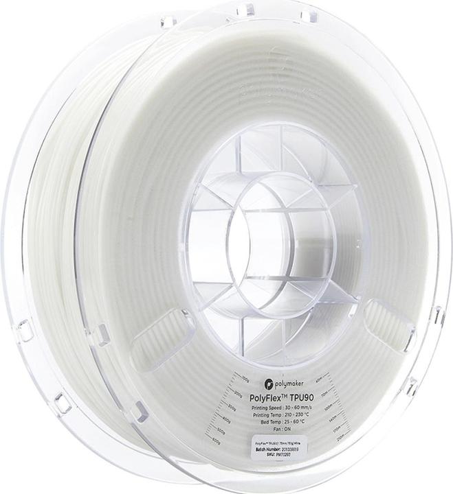 Image du produit Polymaker PolyFlex TPU90 V2 - Blanc - 1.75mm (TPU, 1.75 mm, 750 g, Blanc)