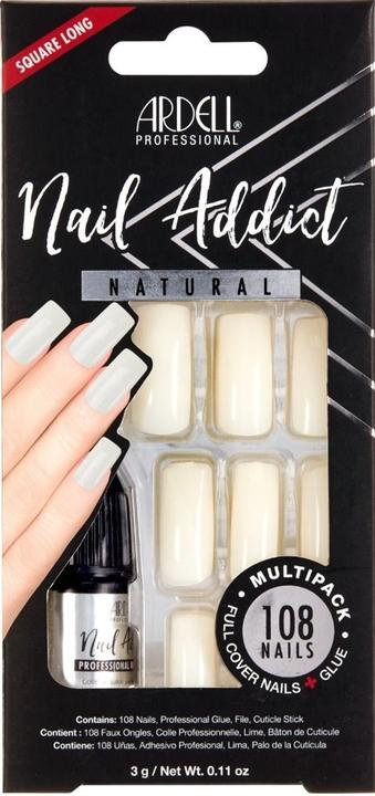 Produktbild Ardell Nail Addict Natural Multipack Squared Long 108 Stk (Kunstnägel, White)