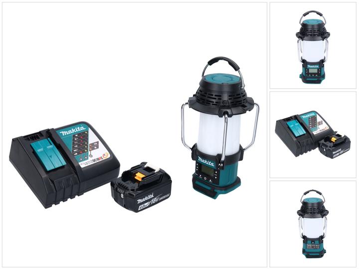 Immagine prodotto Makita DMR 055 RM1 Radio a batteria 18 V FM con lanterna a 360° + 1x batteria 4,0 Ah + caricatore (FM, AM)