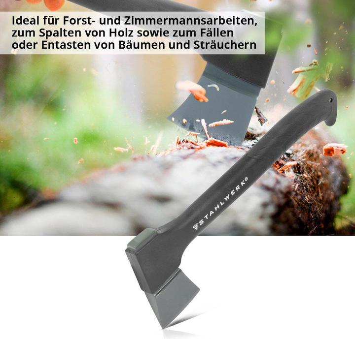 Produktbild Stahlwerk Axt 3er Set 355/ 445/ 775 mm Beil aus Carbon-Stahl mit Fiberglas-Griff