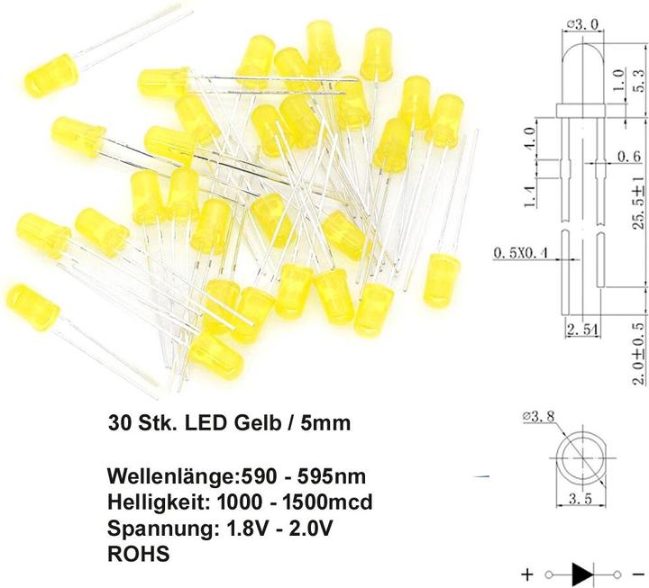 Produktbild OEM 30 Stk. LED Gelb 5mm