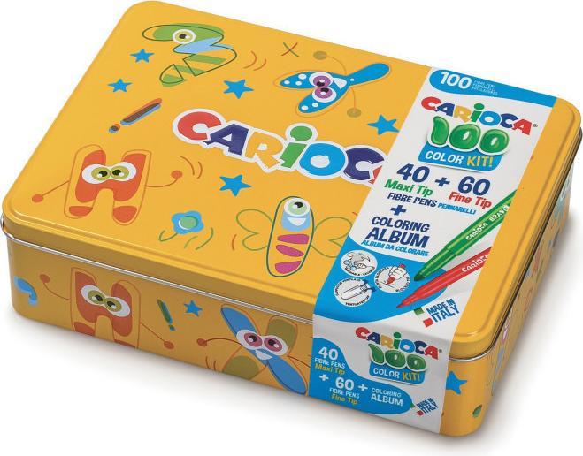 Image du produit Carioca Feutres de coloriage en boîte métallique 100 pièces, Jaune (Jaune, 100 x)