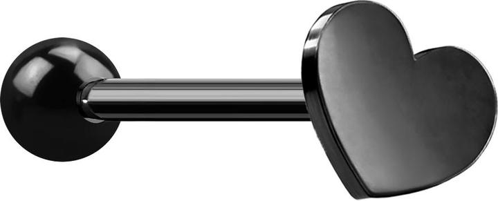 Star Piercing Micro Barbell schwarz mit Kugel und Herz (ohne Messing, Chirurgenstahl 316L)