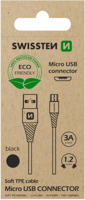 Produktbild Swissten Datenkabel USB/Micro-USB 1,2M (ECO PACK) (1.20 m, USB 3.2 Gen 1)