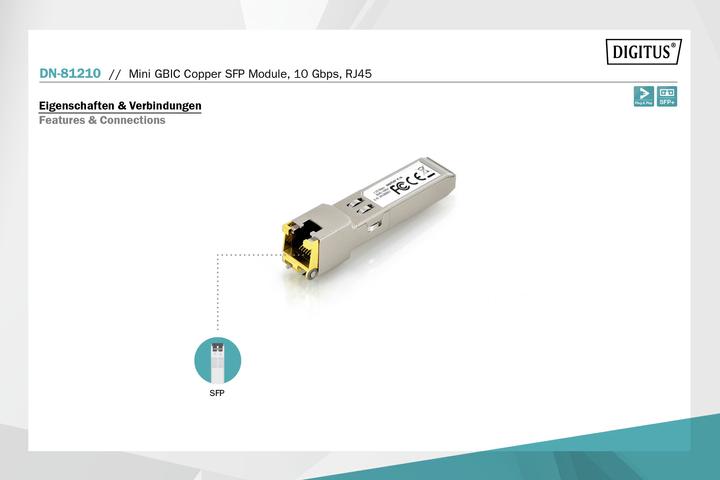 Actual product image Digitus Mini GBIC Copper SFP Module, 10 Gbps, RJ45
