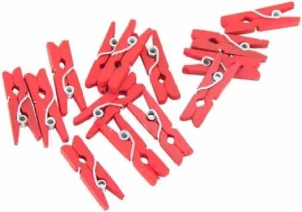 Actual product image Fiesta Mini wooden clothes pegs - red - 24 pieces