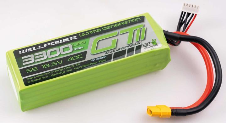 Produktbild Wellpower LIPO AKKU ULTIMA GT II 3300 MAH / 18,5 Volt 5S 40/80C CH5/8 XT-60 (18.50 V, 3300 mAh)