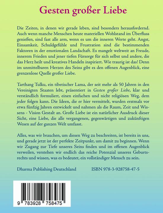 Actual product image Gesten grosser Liebe (German, Tarthang Tulku, 2022)