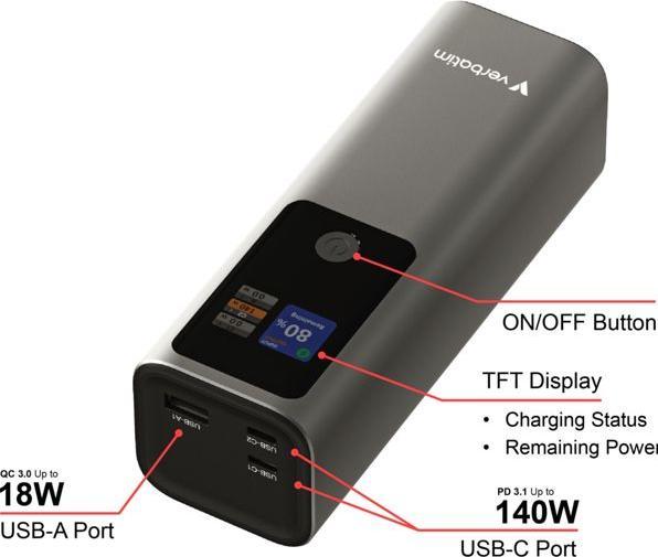 Produktbild Verbatim CnGo Power Bank 27000mAh 183W (27000 mAh, 183 W, 99.90 Wh)