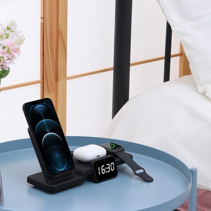 Produktbild Deltalabs Qi Fast Charging Ladegerät Dockingstation Apple Watch / Smartphone / AirPods (15 W)