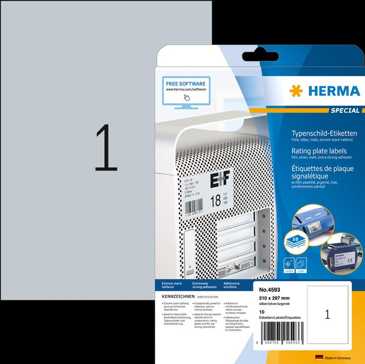 Produktbild HERMA Typenschild Etiketten A4