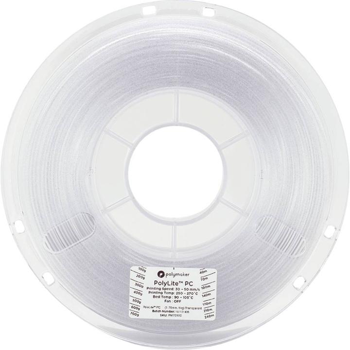 Actual product image Polymaker PolyLite PC Transparent 2.85 mm 1,000 g (Carbon, 2.85 mm, 1000 g, Transparent)