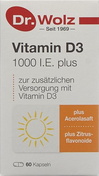 Actual product image Dr. Wolz Vitamin D3 1000 I.E. plus Kapsel (60 Piece, Capsules, 105 g)