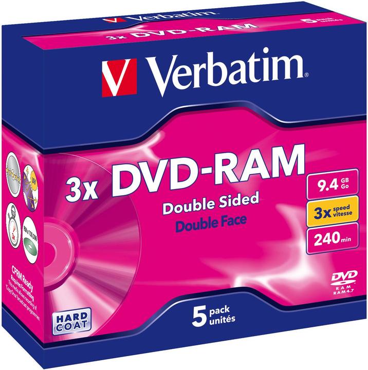 Produktbild Verbatim DVD-RAM, 9.4GB, 3x, Double Sided, 5er Pack (5 x)