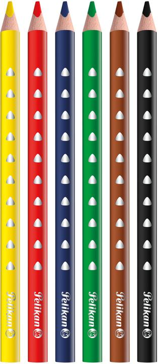 Image du produit Pelikan Crayons de couleur triangulaires Silverino (Noir, Jaune, Bleu foncé, Vert foncé, Marron, Rouge, 6 x)