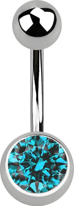 Star Piercing Banane silber mit Kugel und Kugel Kristall aqua (ohne Messing, Titan G23)