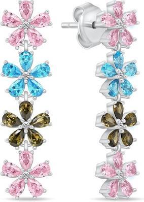Brilio Silver - Original silver earrings with colored zircons EA1032WPB