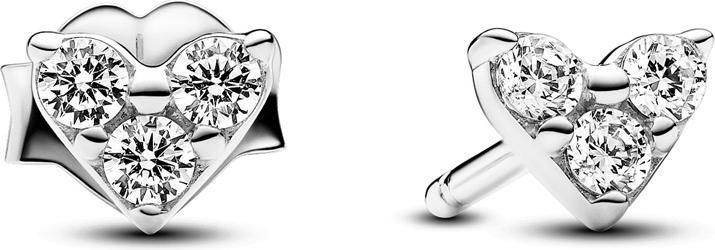 Pandora Dreifacher Stein Herz Ohrringe (Sterlingsilber)