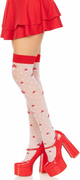 Actual product image Leg Avenue Mushroom High Socks Red/White (One size)