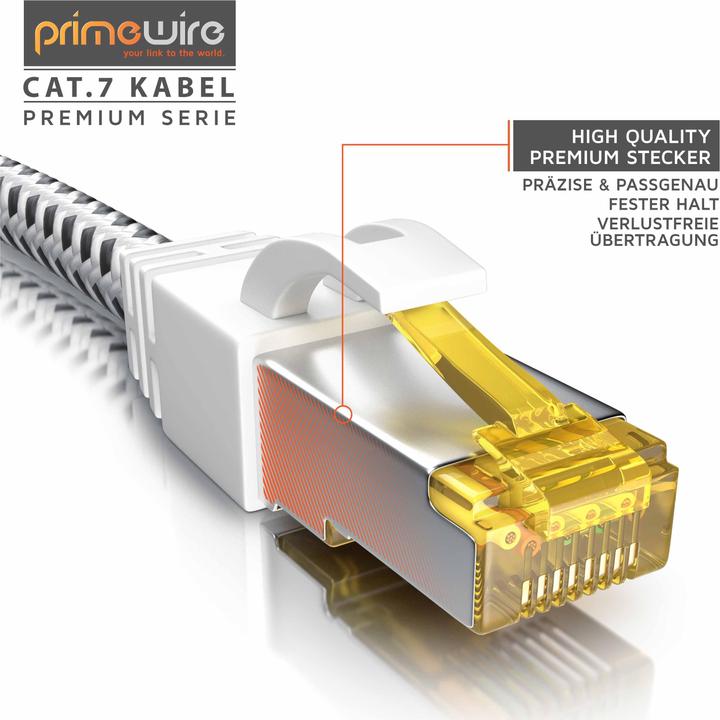 Produktbild Primewire CAT.7 Netzwerkkabel Baumwollmantel, Gigabit Ethernet CAT 7 LAN Kabel, 10000 Mbit/s Patchkabel (S/FTP, CAT7, 25 m)