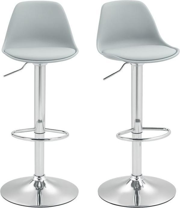 Produktbild Swisshandel24 Barhocker 2er Set, Gepolstert Barstuhl mit Stahlgestell, Lehne für Küche Grau