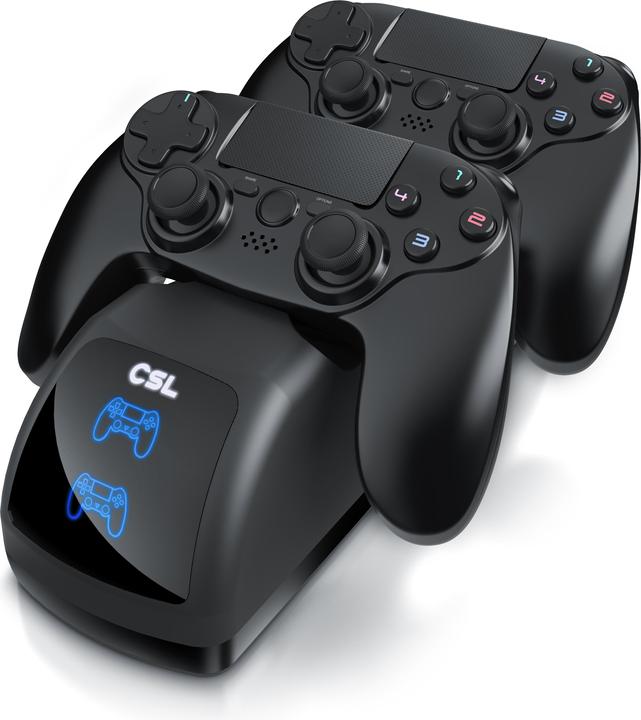CSL Station de charge pour 2 manettes de jeu PS4, double chargeur, support de charge pour manette sans (PS4)