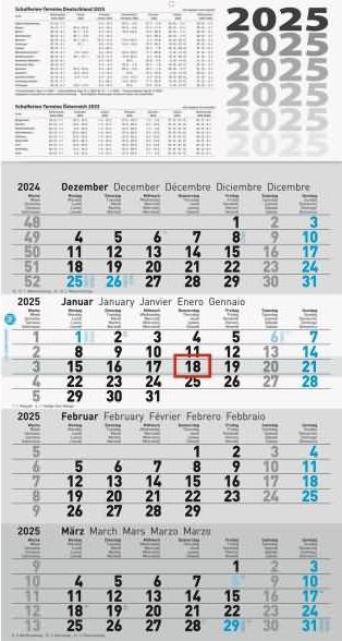 Immagine prodotto Glocken Calendario 4 mesi 4 mesi/1 pagina 30x59cm UWS 2025 (Tedesco, Olandese, Francese, Inglese)