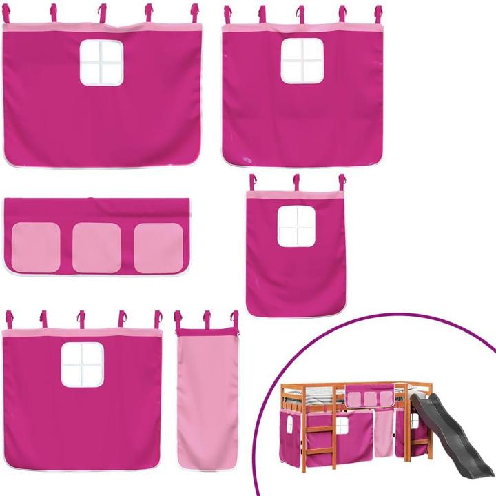 Image du produit VidaXL Lit superposé pour enfant avec rideaux Rose (90 x 200 cm)