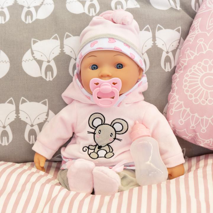 Produktbild Bayer Design 93844AA Babypuppe, rosa mit Mausmotiv