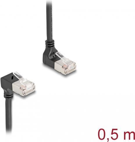 Actual product image Delock RJ45 network cable Cat.6A S/FTP Slim 90° top / bottom (S/FTP, CAT6a, 0.50 m)