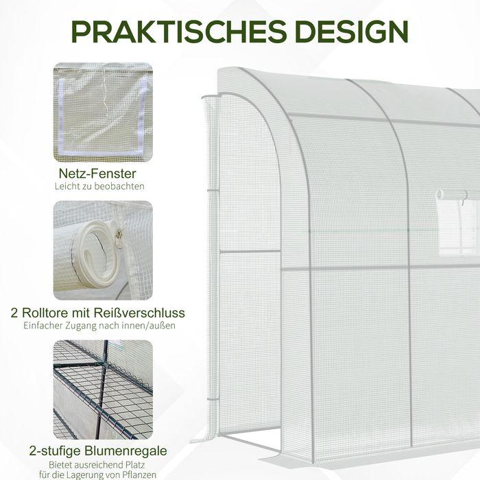 Image du produit Swisshandel24 Foliengewächshaus mit Mesh Fenster, mit aufrollbaren Türen, Weiss, 200 x 100 x 215 cm