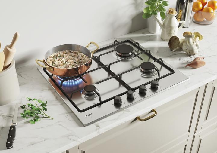 Produktbild Candy CHW6BR4WTX Edelstahl-Einbau-Gasherd(e) 59 cm