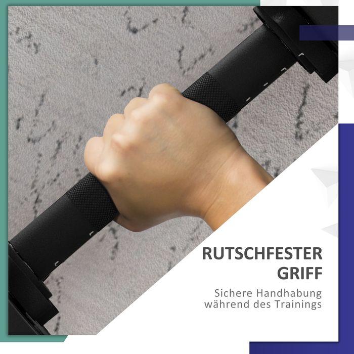 Produktbild Swisshandel24 2-in-1 Hantel-Set, Lang- & Kurzhantel, 15 kg, rutschfest, bodenschonend, Schwarz/Grün (4 x 2 kg, 4 x 1.5 kg)