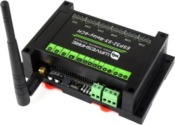 Actual product image WaveShare ESP32-S3 6-channel relay module with RS485 and pico header