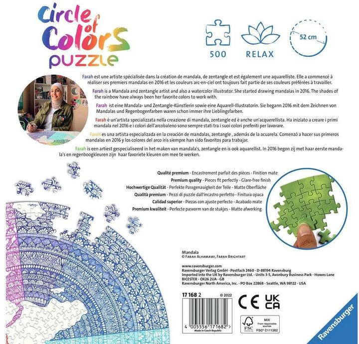Image du produit Ravensburger Puzzles cercle chromatique - Mandala (500 pièces)