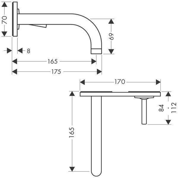 Actual product image Axor Uno single-lever washbasin mixer flush-mounted, plate for wall mounting, projection 1