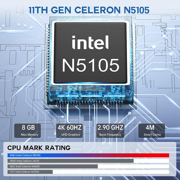 Produktbild NiPoGi AK1 Pro Mini PC (Celeron N5105, 8GB Ram, 256GB M.2)