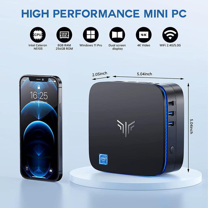 Produktbild NiPoGi AK1 Pro Mini PC (Celeron N5105, 8GB Ram, 256GB M.2)