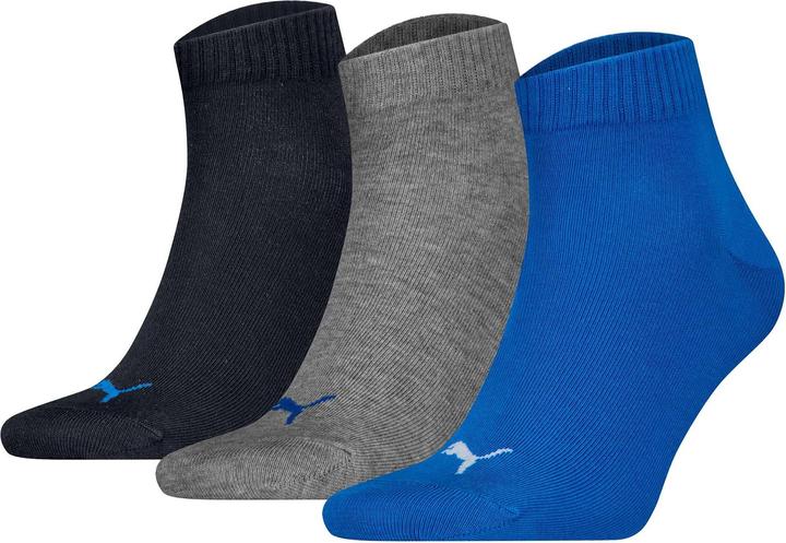 Puma Socken Söckchen 3 Paar Quarter Uni Marineblau/Blau/Grau