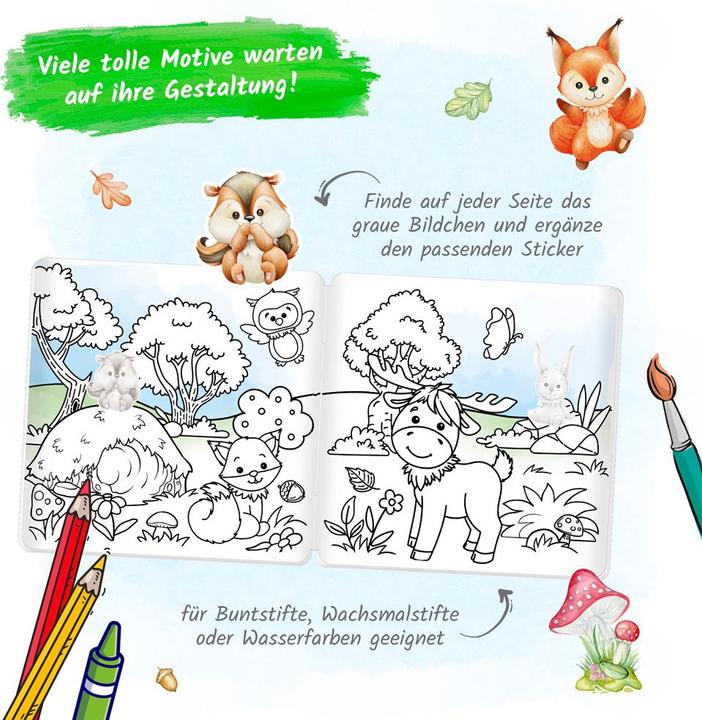 Immagine prodotto Libro da colorare con gli adesivi degli amici della foresta